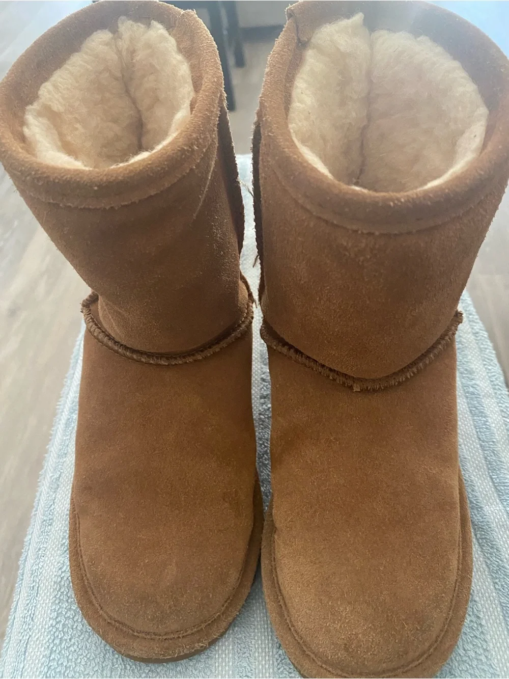 BearPaw Kids Chestnut Suede Shearling Booties